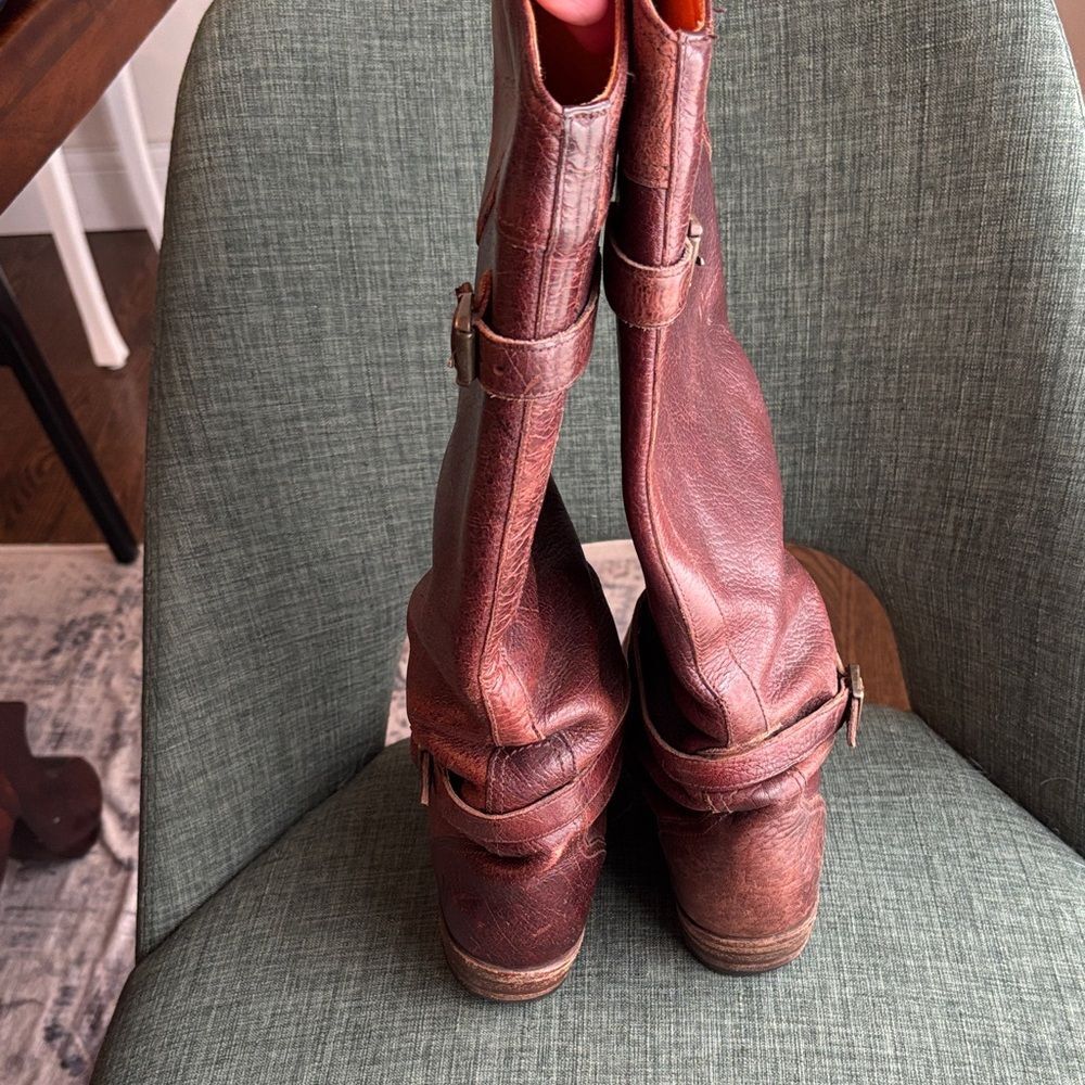 Frye Dorado Brown genuine Leather Riding knee high Boots Womens 7.5 GUC - Picture 4 of 12